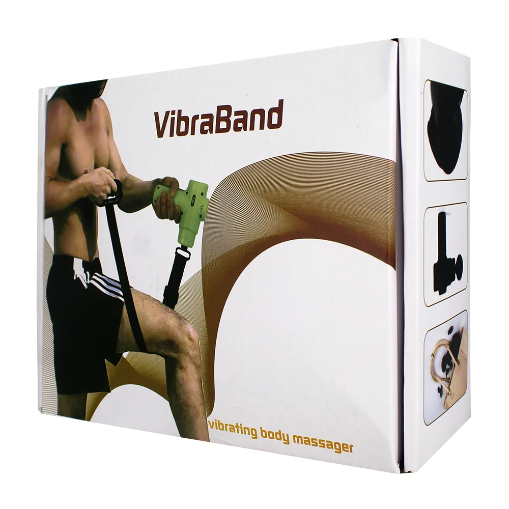 Pistola masajeadora con 4 cabezales intercambiables y banda de tela, variedad de colores / vibraband