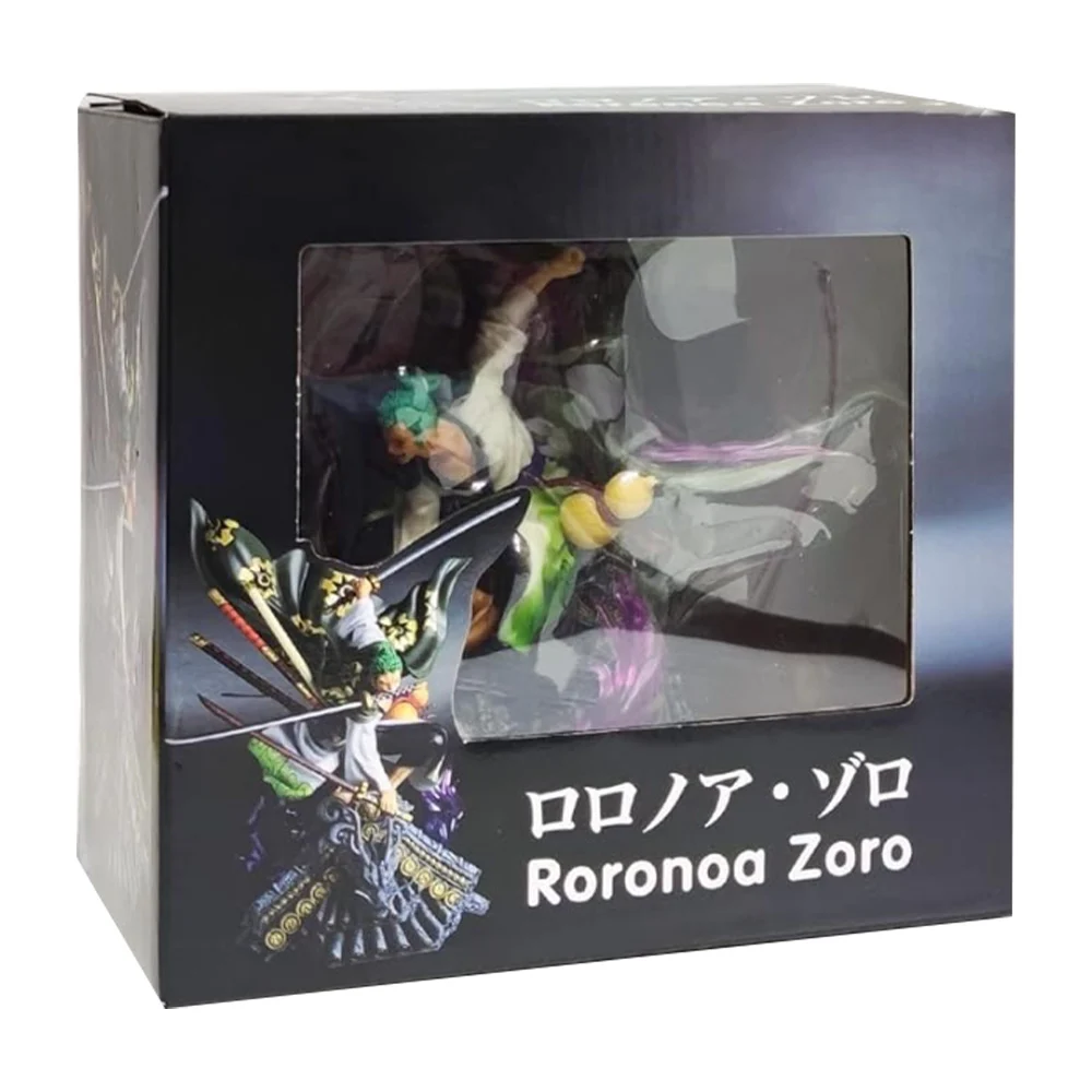 Figura coleccionable de roronoa zoro one piece con base y espadas extra