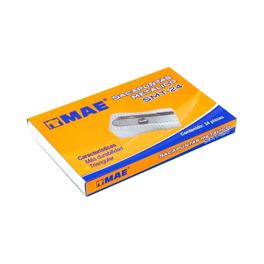 Caja con 24 sacapuntas metálicos mae triangular / smt-24