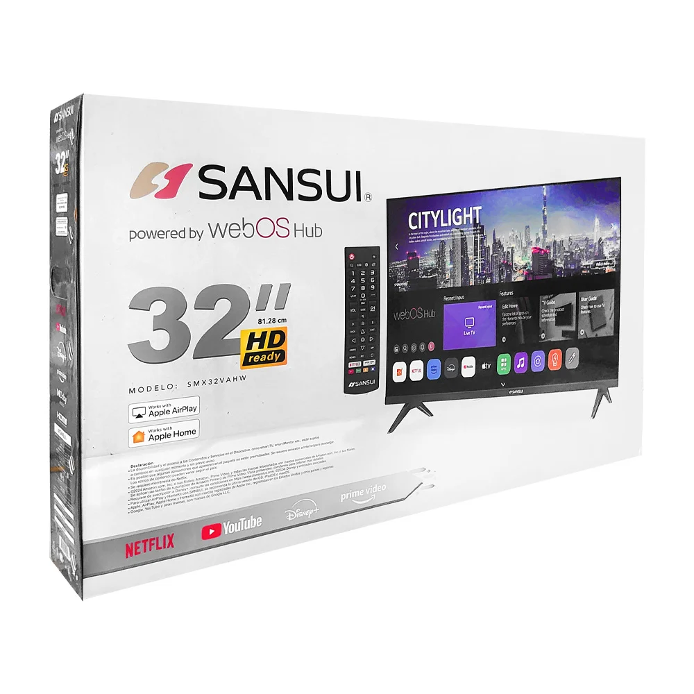 Pantalla smart tv sansui de 32 pulgadas con resolución hd + control remoto / smx32vahw