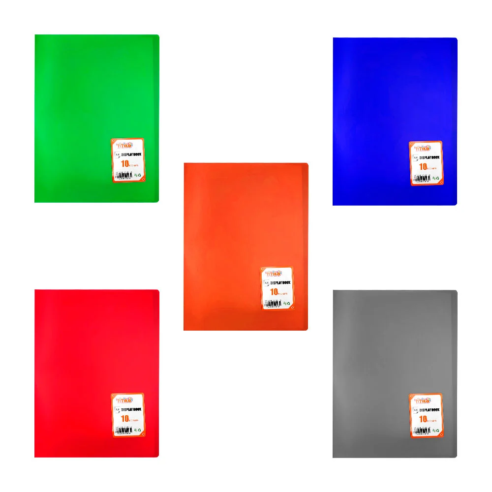 Folder / carpeta tipo recopilador con 10 protectores transparentes para archivos, variedad de colores / titiko / display book / sn-009-10j