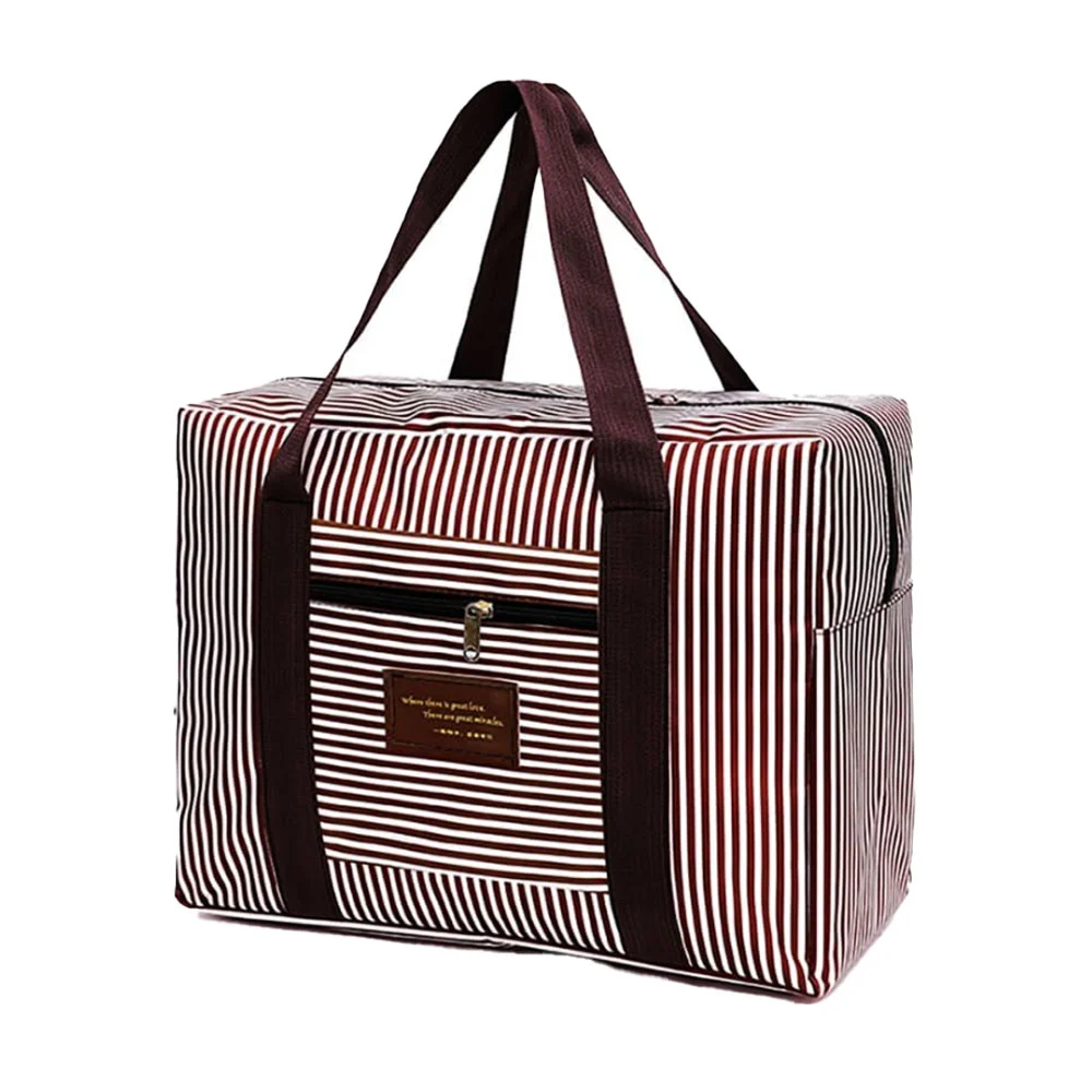 1pza Bolsa maleta de tela impermeable con 2 compartimentos, diseño de rayas 40x50x20cm, variedad de colores / where there is great love