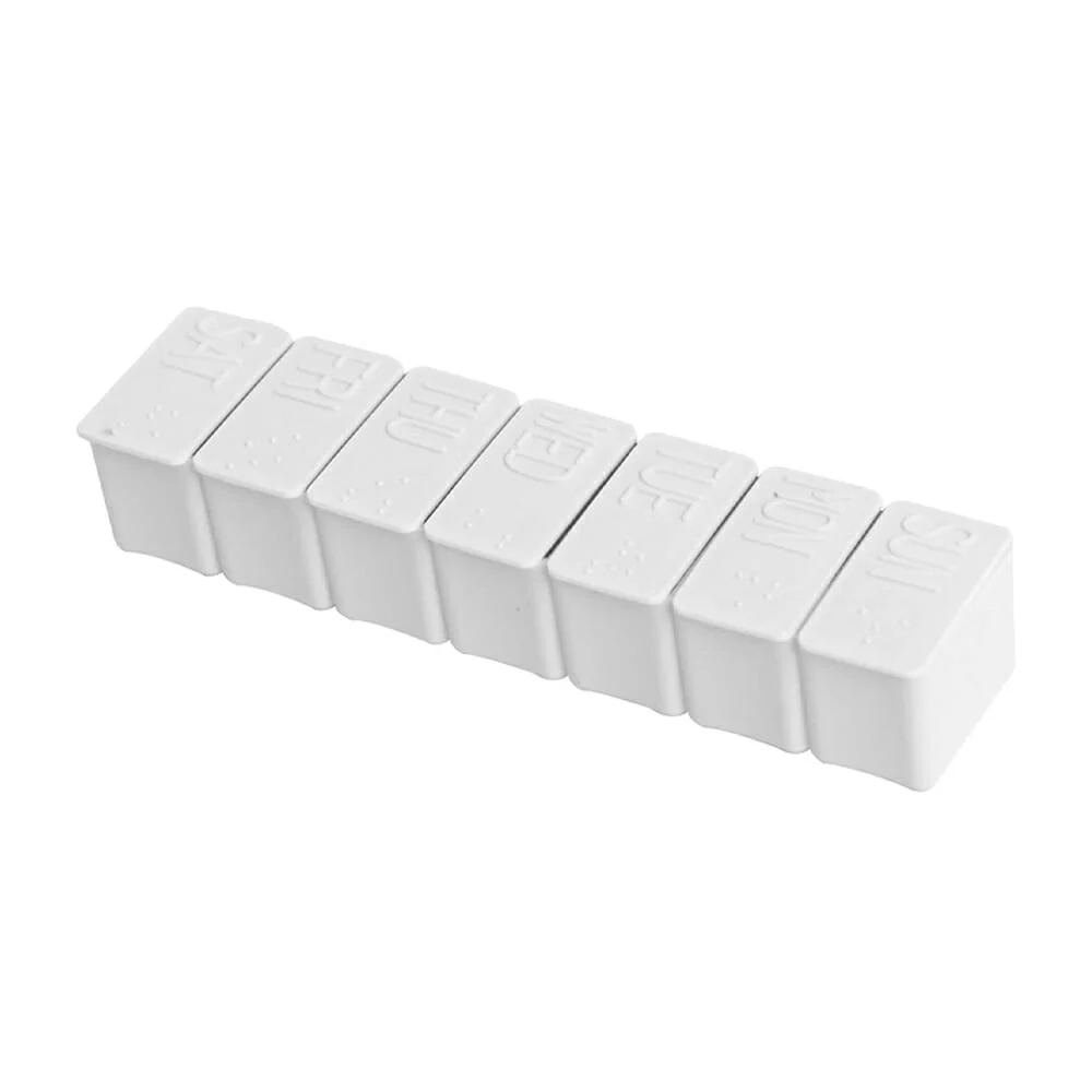 Pastillero organizador de plástico con 7 compartimentos y estampado días de la semana / snh12