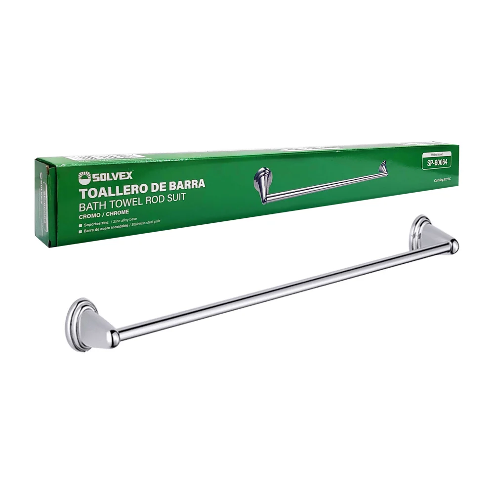 Toallero metálico de barra para pared, 57cm / solvex / sp-60064