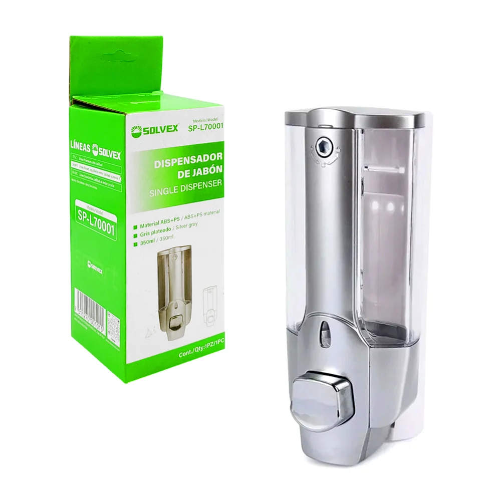 Dispensador de jabón solvex en color gris plateado y capacidad de 350ml / sp-l70001