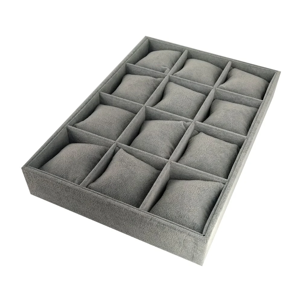Caja exhibidora de pulseras brazaletes con 12 compartimentos + almohadillas, variedad de colores / 028880