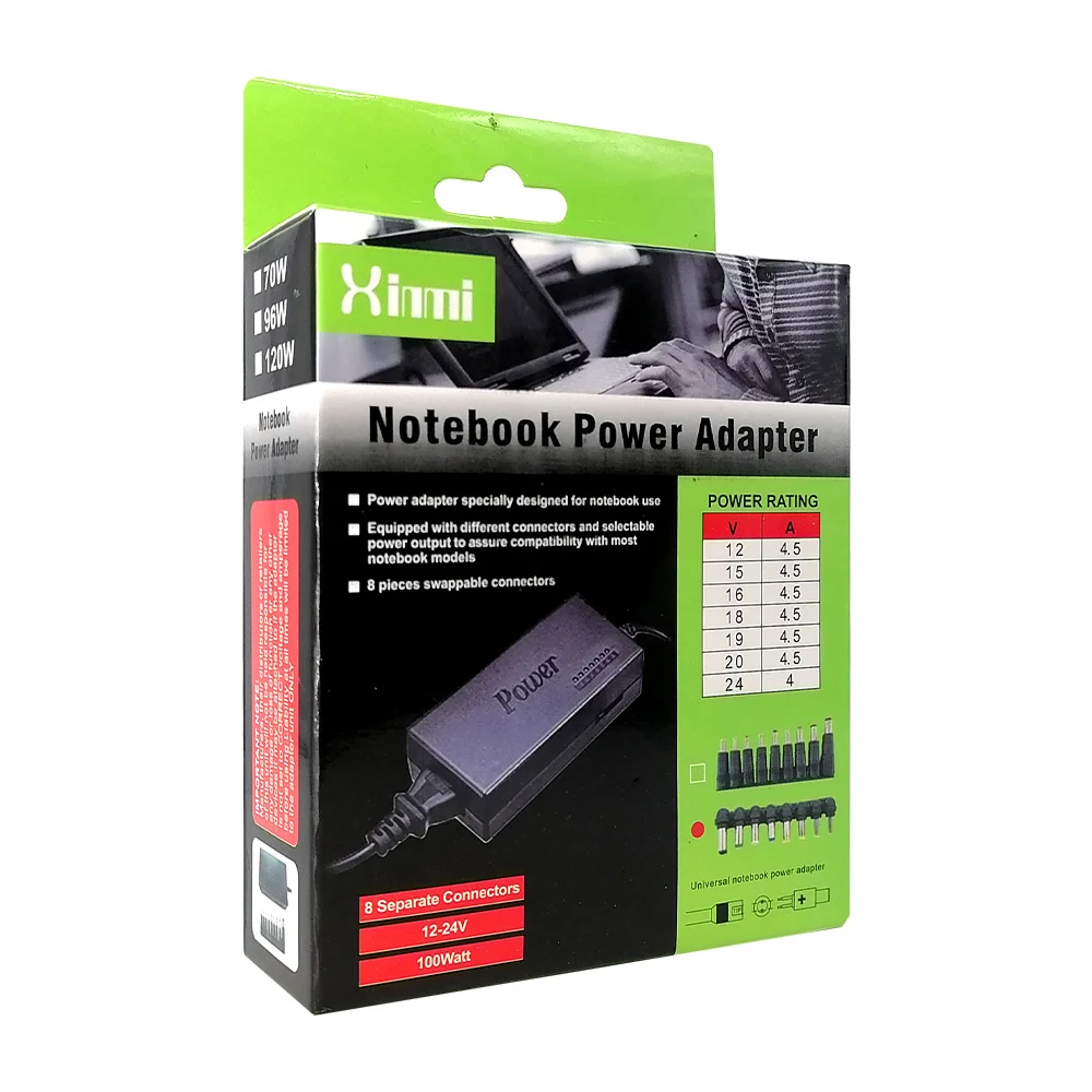 Cargador universal para laptop con 8 puntas intercambiables / notebook power adapter / zy-mh96w