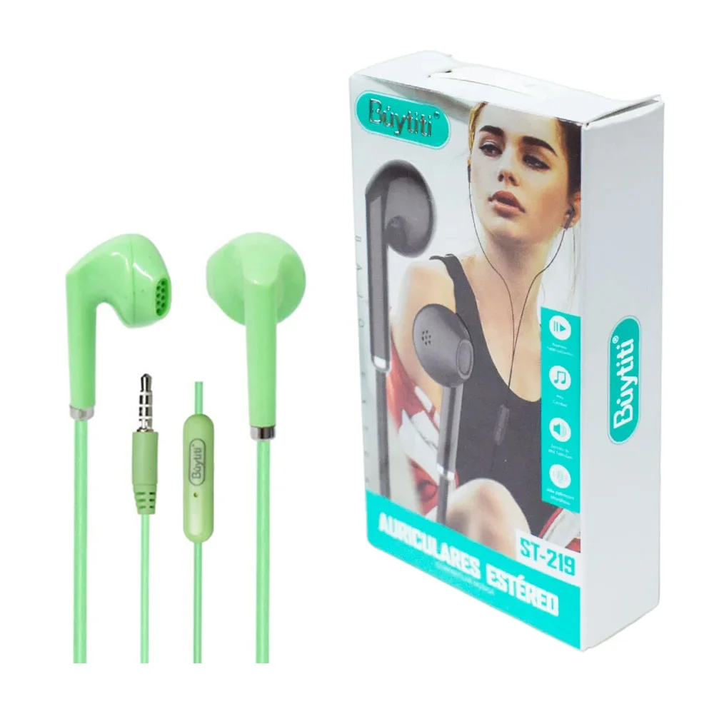 Audífonos alámbricos buytiti tipo earphones, con micrófono y entrada jack de 3.5 mm, variedad de colores / st-219