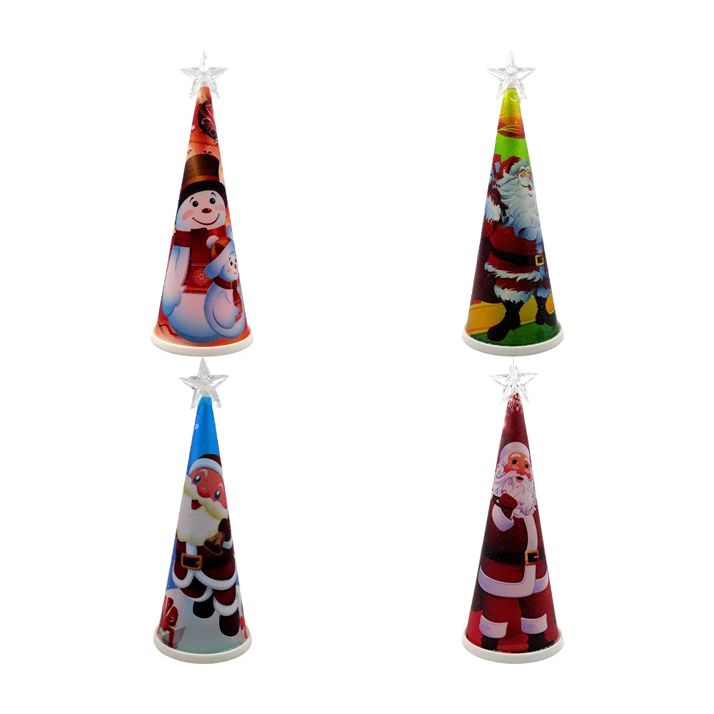 1pza Lámpara de luces rgb en forma de cono árbol de navidad con estrella, variedad de diseños / st-3