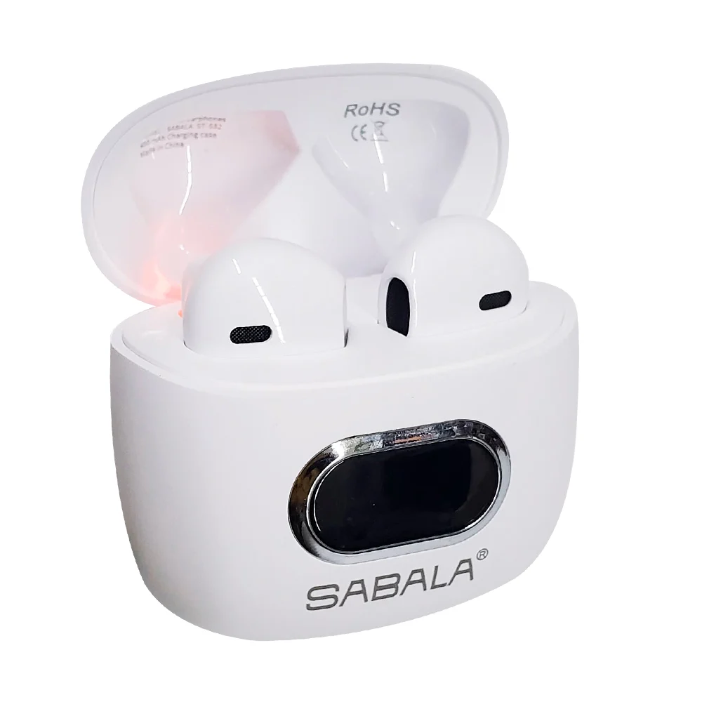 Audífonos inalámbricos sabala tipo earphones con estuche cargador y pantalla digital, variedad de colores / st-532