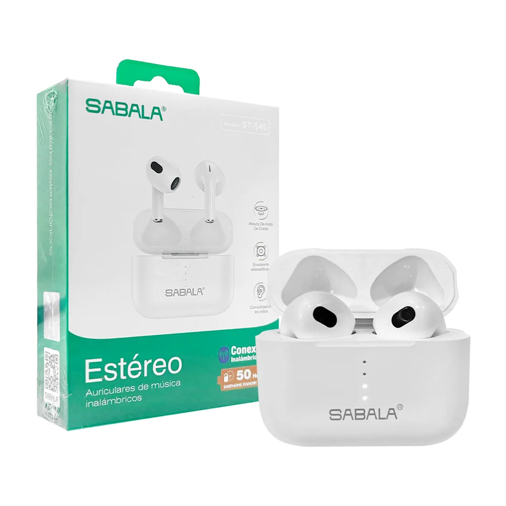 Audífonos inalámbricos sabala tipo earphones con estuche de carga e indicador led, variedad de colores / st-545