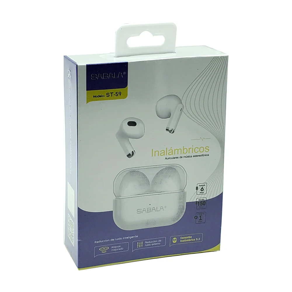 Audífonos inalámbricos sabala tipo earphones, con estuche de carga y variedad de colores / st-59