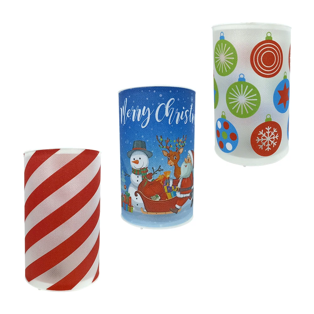 1pza Lámpara cilíndrica decorativa de papel plastificado con temática navideña 7x12cm, variedad de modelos / st6