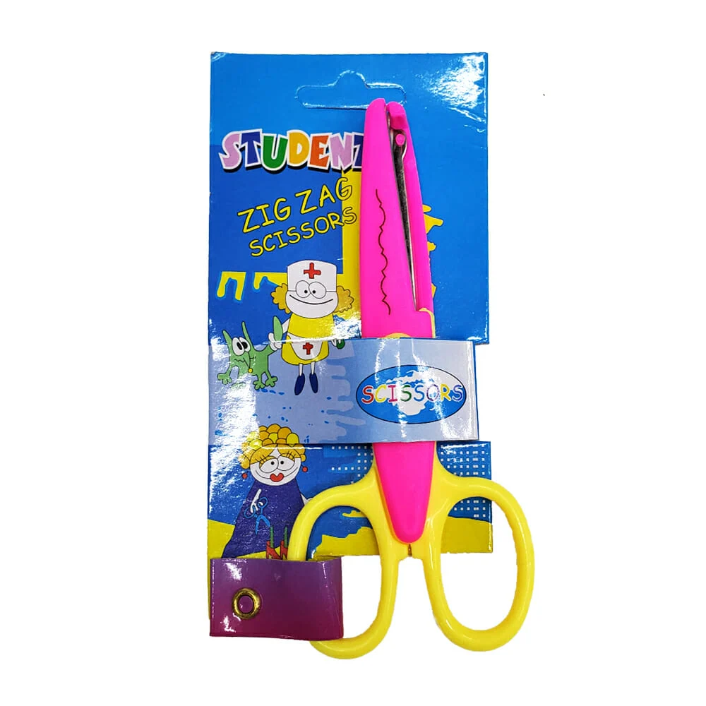 Tijeras escolares de plástico student scissors para trazos en zig zag, variedad de colores / st37557