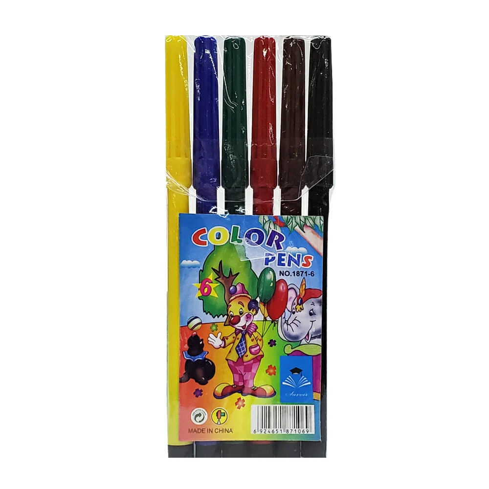 Paquete con 6 plumones de colores / color pens / 1871-6