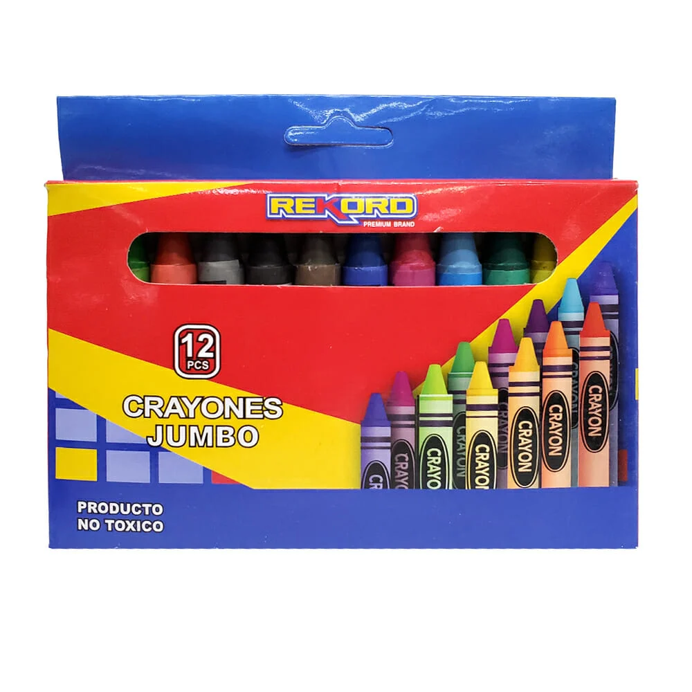 Caja con 12 crayolas crayones jumbo rekord de colores / st42152