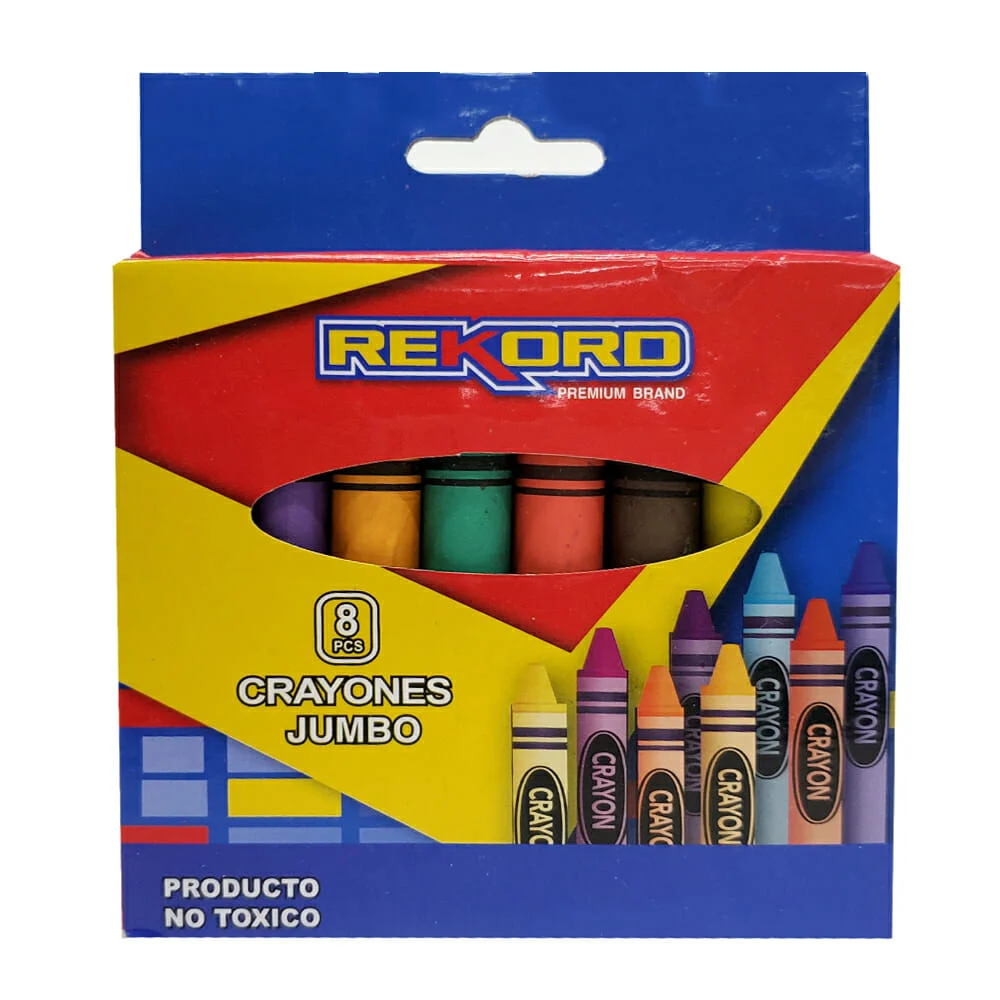 Caja con 8 crayolas crayones jumbo rekord de colores / st42153