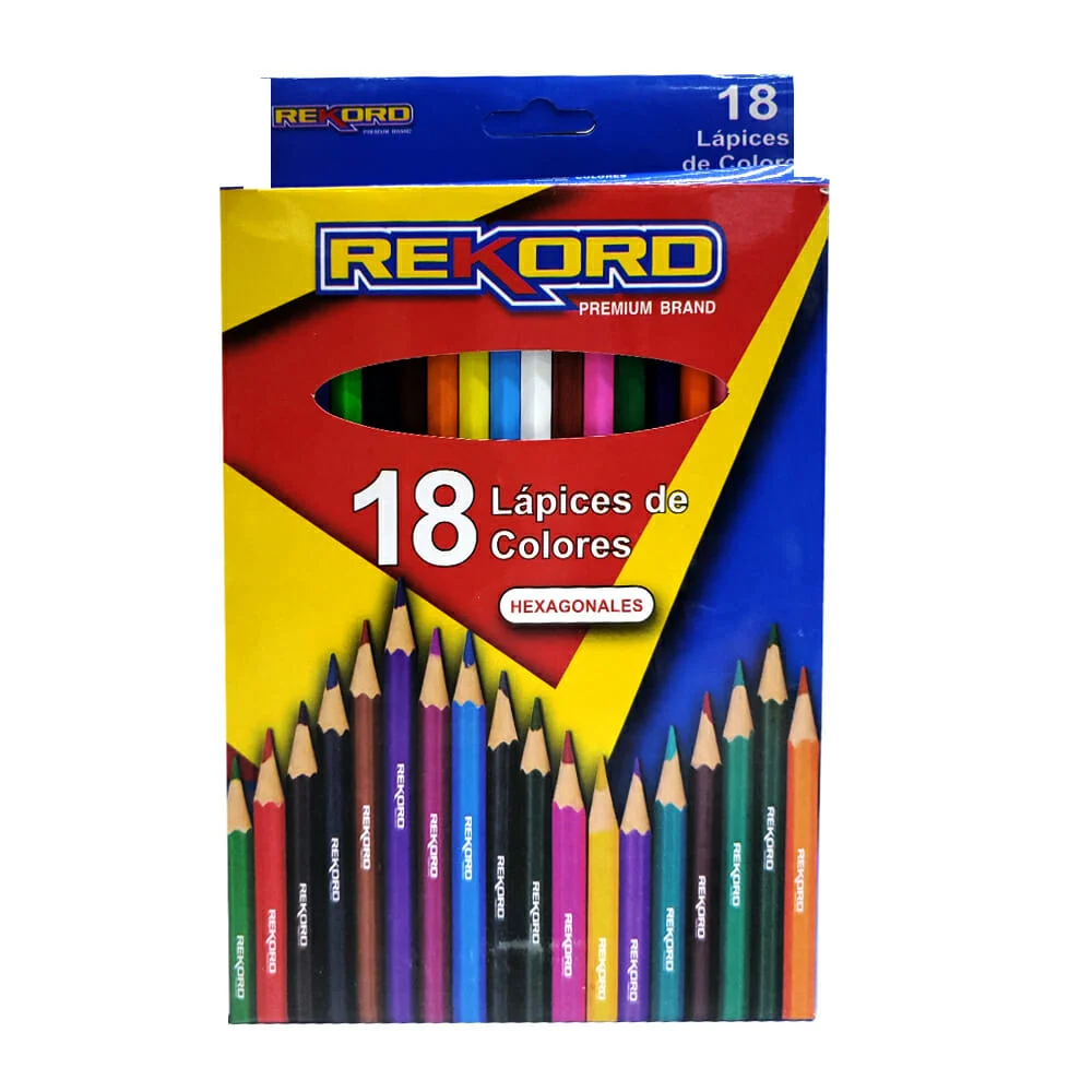 Caja con 18 lápices de colores rekord de 18cm / st42159