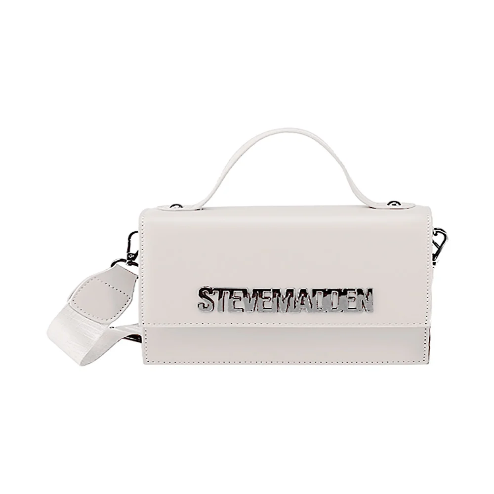 Bolsa lisa de mano con placa metálica sm, asa + monedero con correa de tela ajustable, variedad de colores