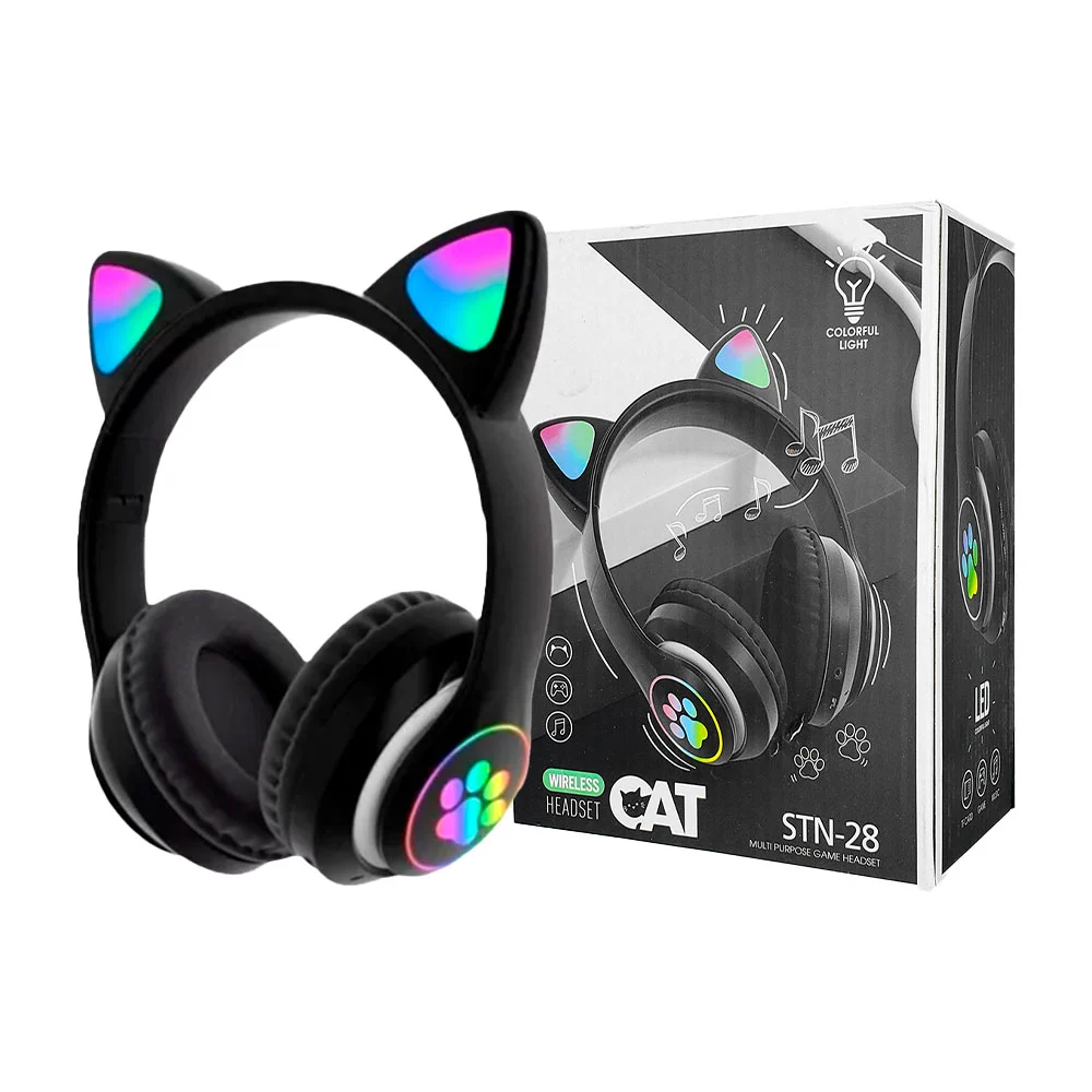 Audífonos diadema bluetooth con diseño de orejas de gato con luces rgb, variedad de colores / stn-28 / 512530