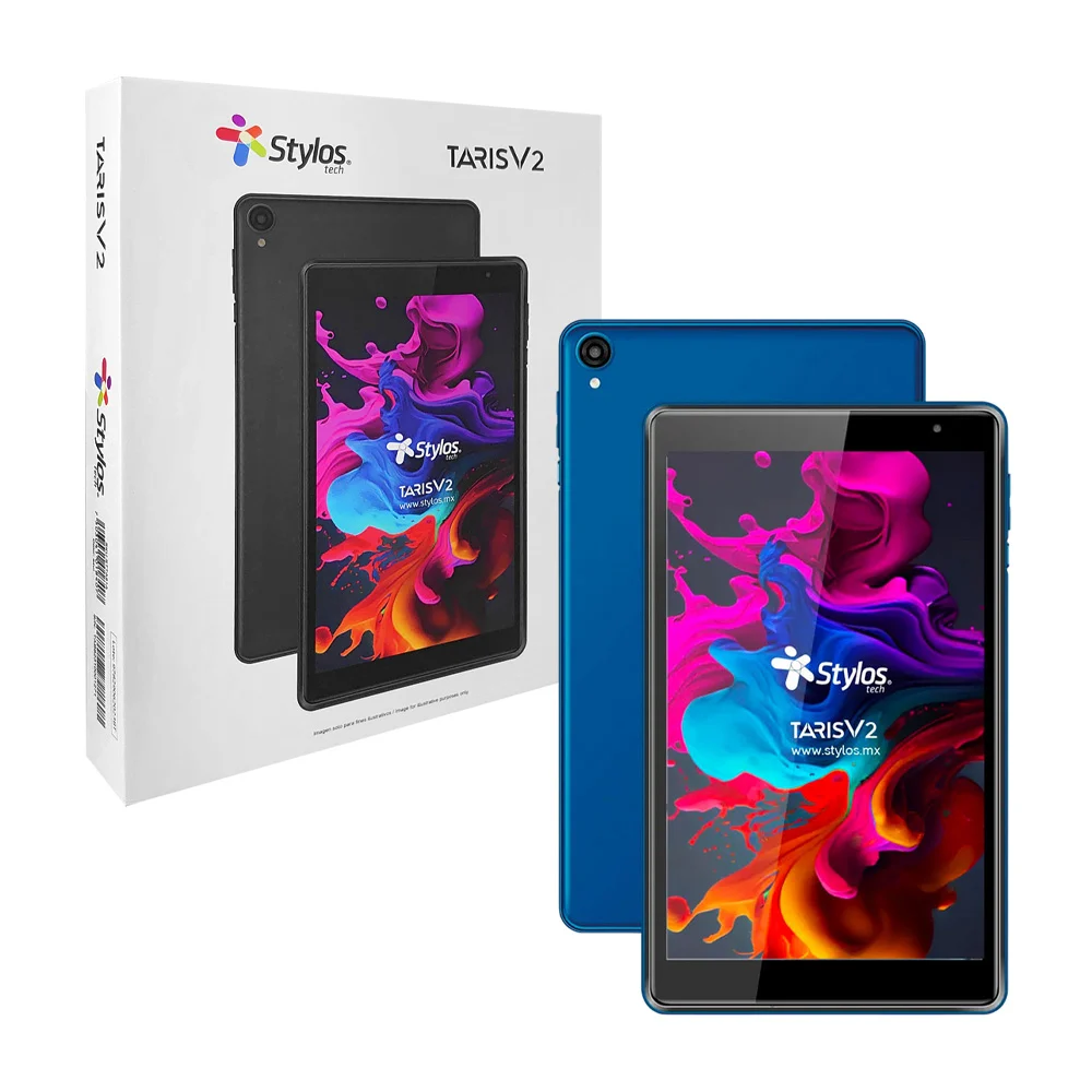 Tableta digital stylos taris v2 de 8 pulgadas, 2gb de ram, 32gb de almacenamiento, android 11, cámara frontal 0.3mp - trasera 2mp, capacidad de 4000mah, color azul y funda tpu / stta81a