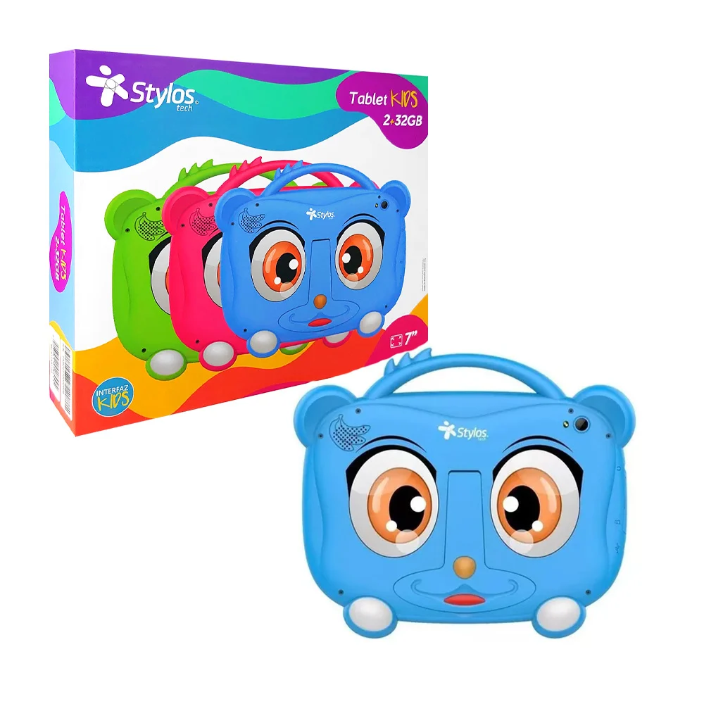Tableta digital infantil stylos de 7 pulgadas, 2gb de ram, 32gb de almacenamiento, android 11, 2 cámaras, bluetooth - wifi y diseño de oso en color azul / tablet kids / sttaa112a