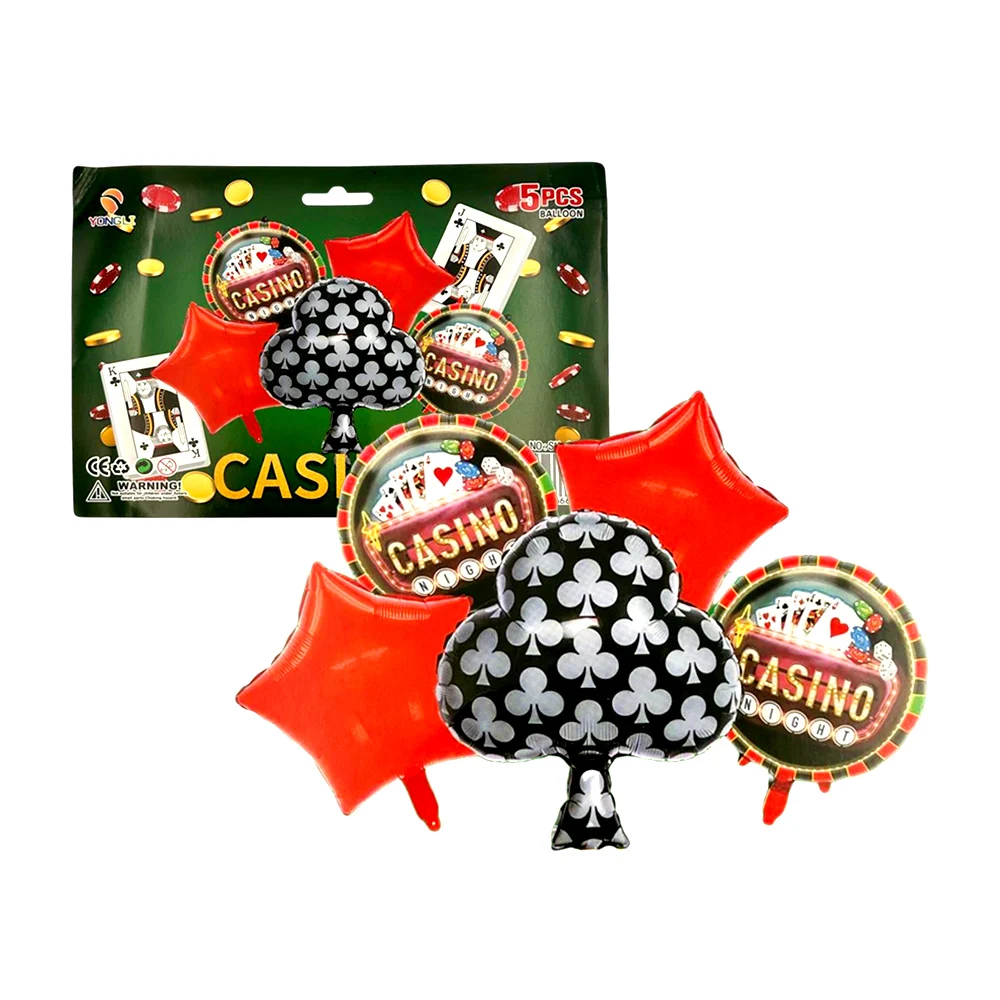 Paquete de 5 globos metálicos con diseño de casino y estrellas / yongli / su-251