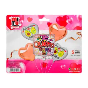 Paquete de 5 globos metálicos con temática de san valentín con frase …