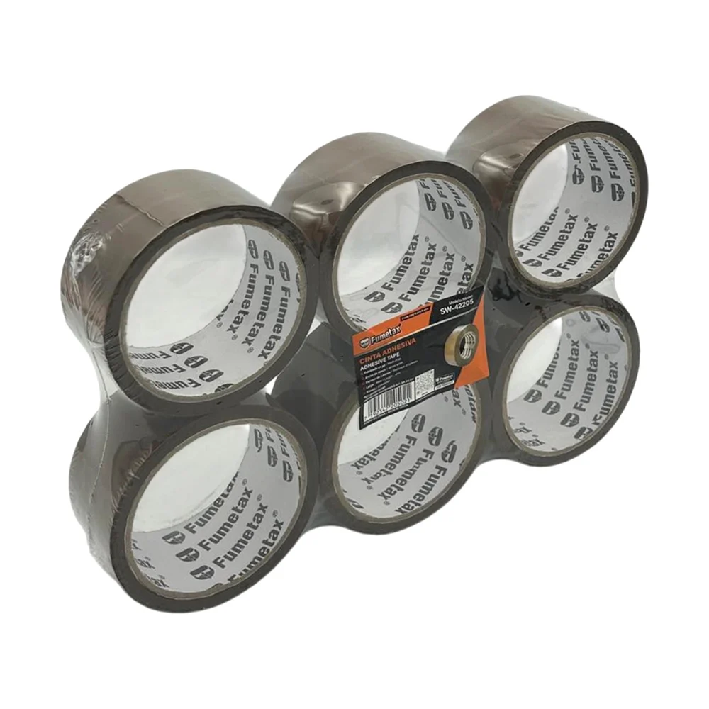 Paquete con 6 cintas adhesivas, para empaque, tipo canela, fumetax, de 48mm x 40m / sw-42205