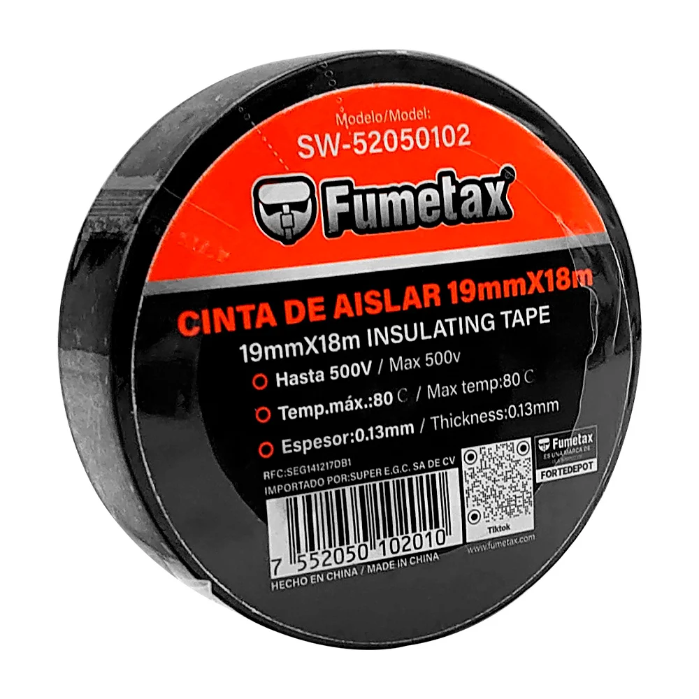 Cinta aislante / cinta negra fumetax de 19mm x 18m / sw-52050102