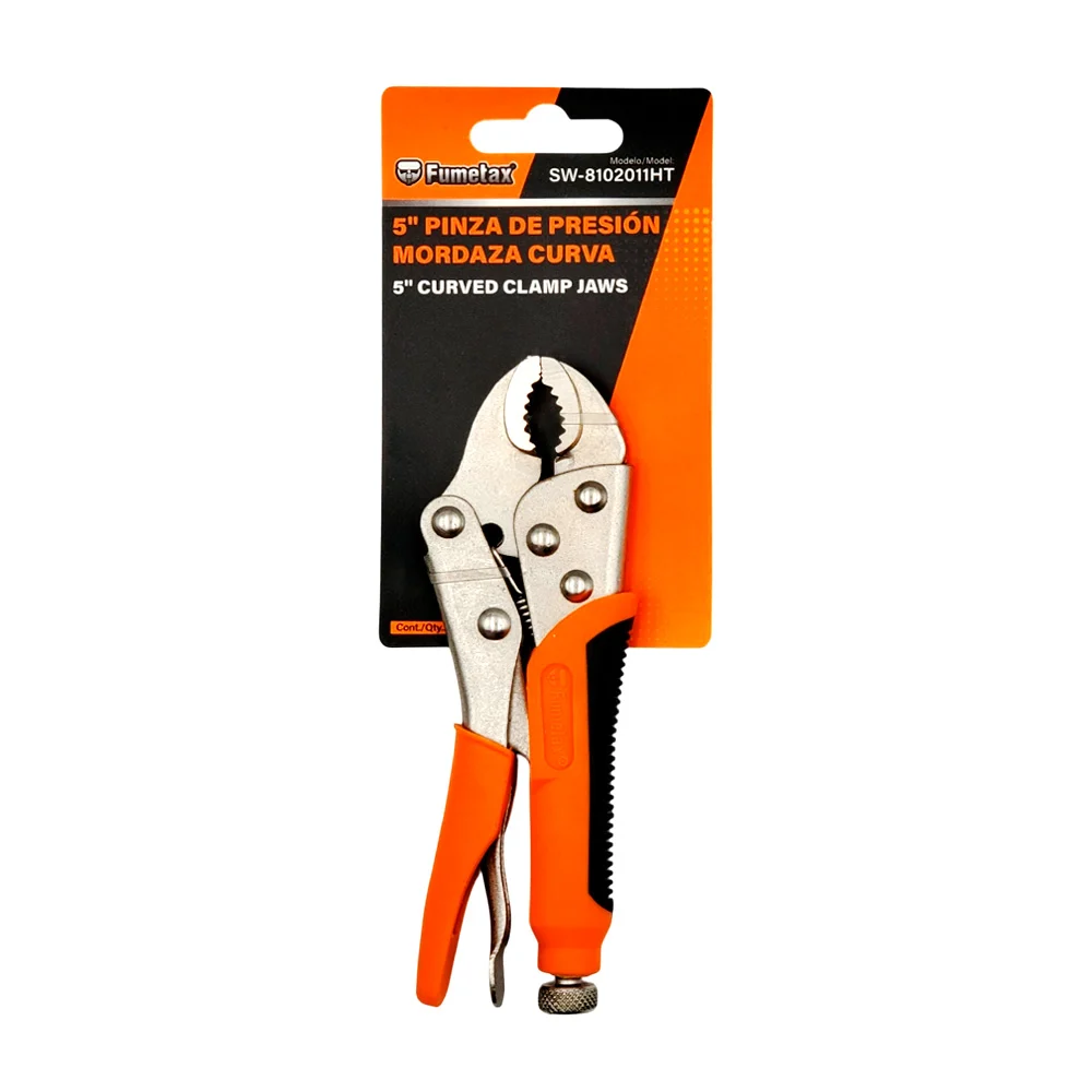 Pinza de presión fumetax con mordaza curva y mango antiderrapante, 5 pulgadas / sw-8102011ht