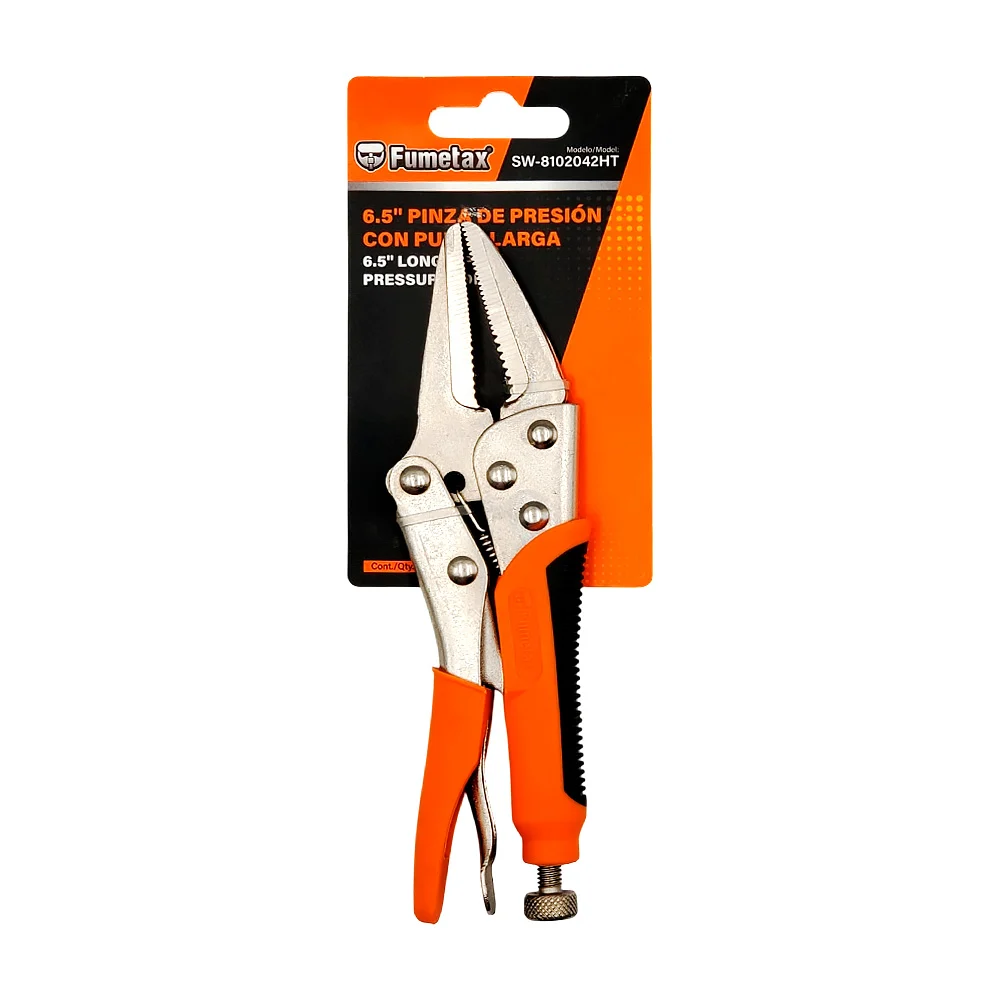 Pinzas de presión metálicas fumetax con punta larga y mango antiderrapante, 6.5 pulgadas / sw-8102042ht