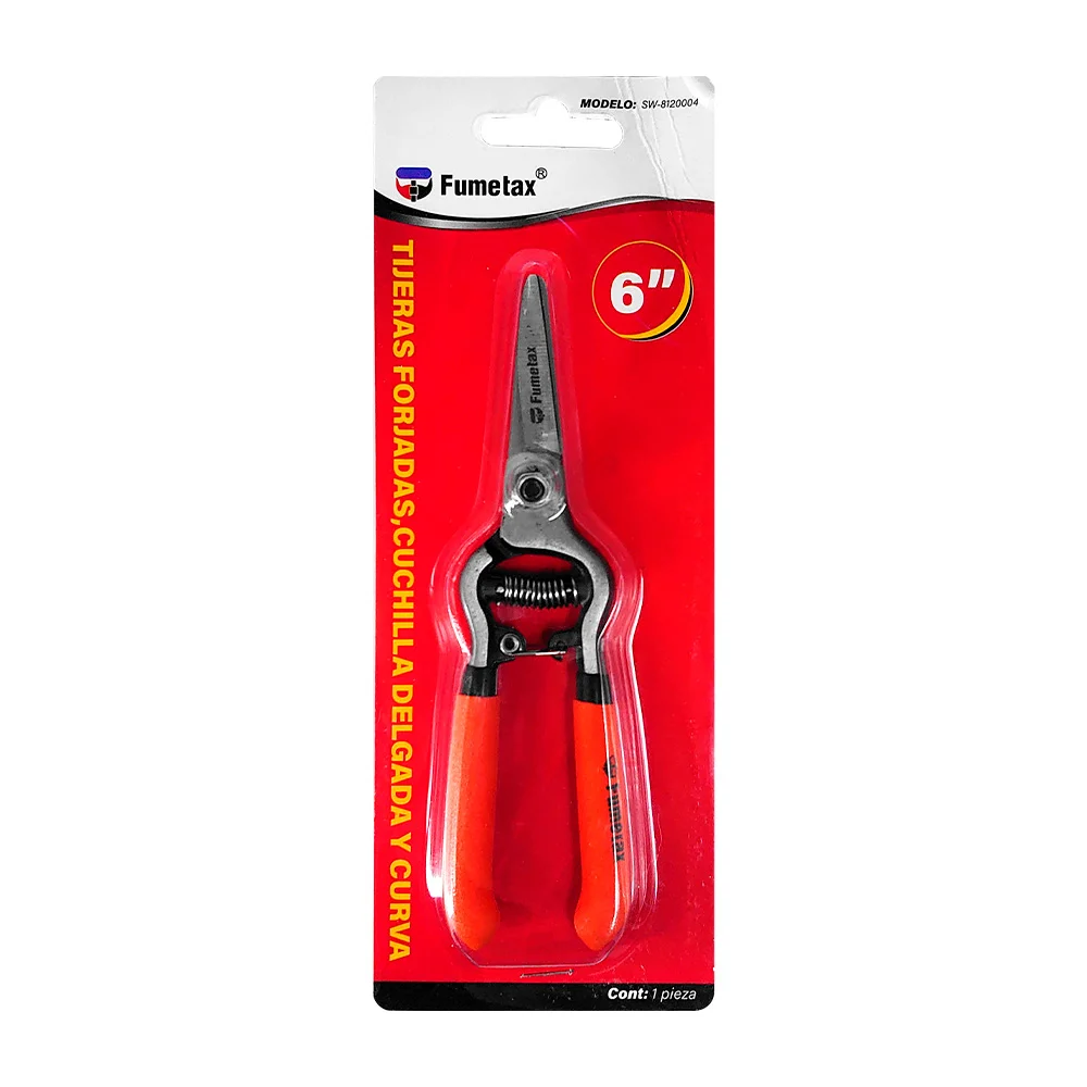 Tijeras para poda fumetax de 6 pulgadas, con cuchilla recta y mango de plástico / sw-8120004
