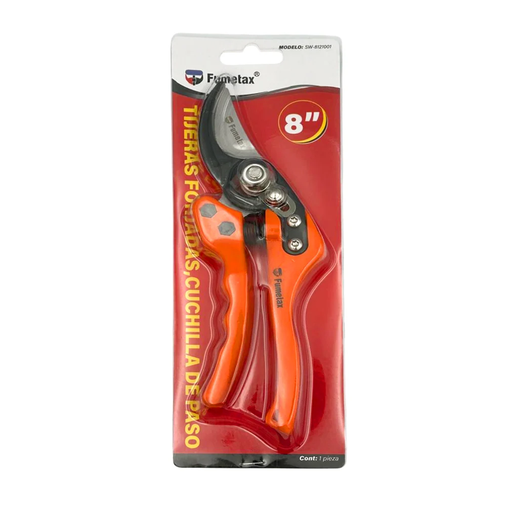 Tijeras para podar fumetax de 8 pulgadas metálica con mango de plástico / sw-8121001