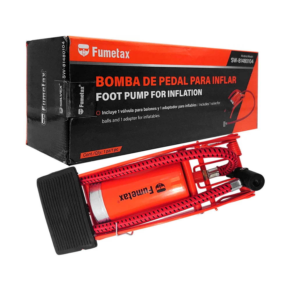 Bomba manual fumetax de pedal con boquilla y adaptador para inflar / sw-81480104