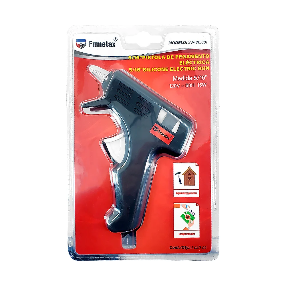Pistola eléctrica chica fumetax para silicón de 5/8 pulgada + 2 mini barras de silicón delgadas / sw-815001