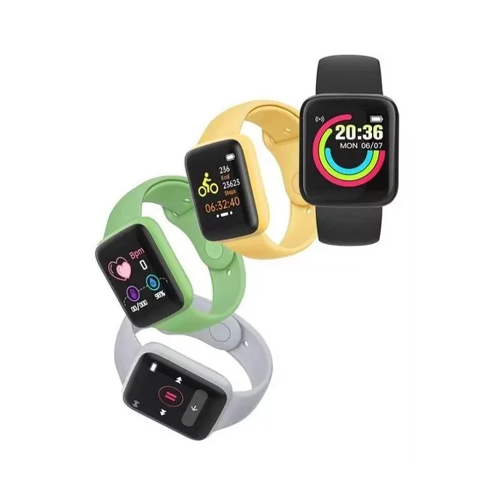 Smart watch cuadrado con extensible de silicón, variedad de colores / macaron color watch smart / y68 macarons