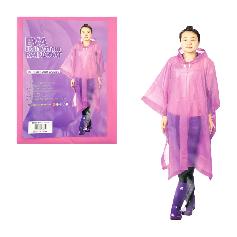 Impermeable para adulto de plástico tipo poncho y capucha ajustable, variedad de diseños / c.8001 / raincoat