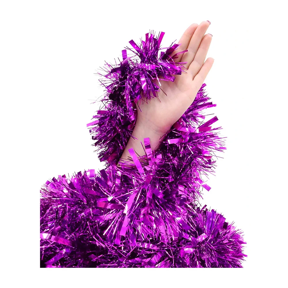 1pza Escarcha metálica en color fucsia para decoración de navidad, 21m / sd-4478