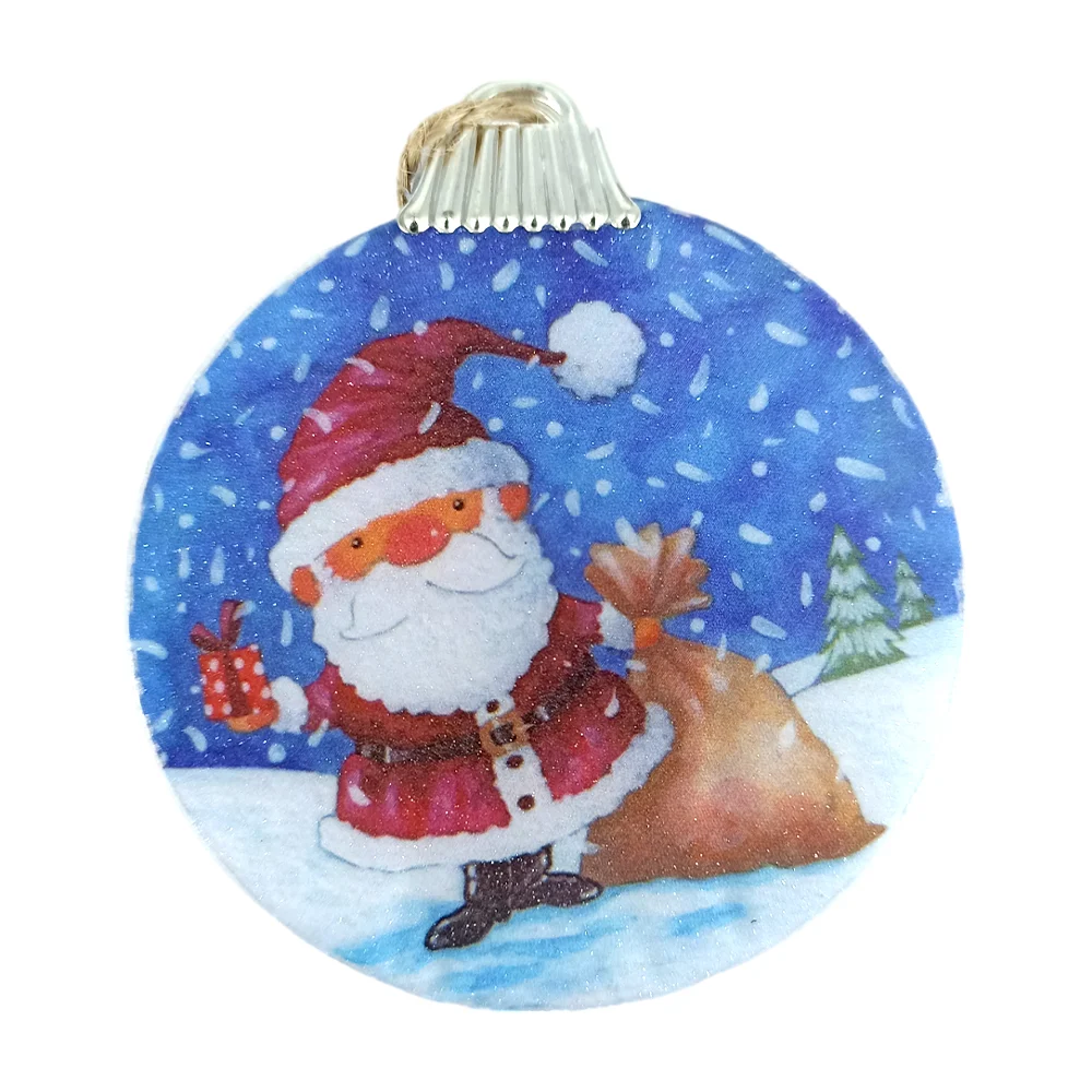 1pza Adorno navideño tipo esfera plana para árbol de navidad con luz rgb, variedad de modelos / st-9 / st-10
