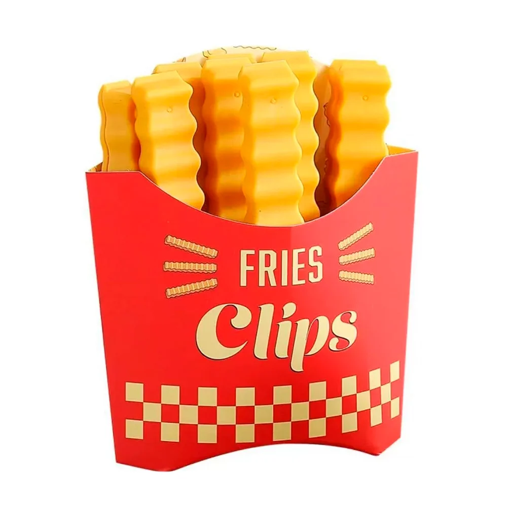 Paquete con 12 clips en forma de papas fritas para bolsas de alimentos / fries clips