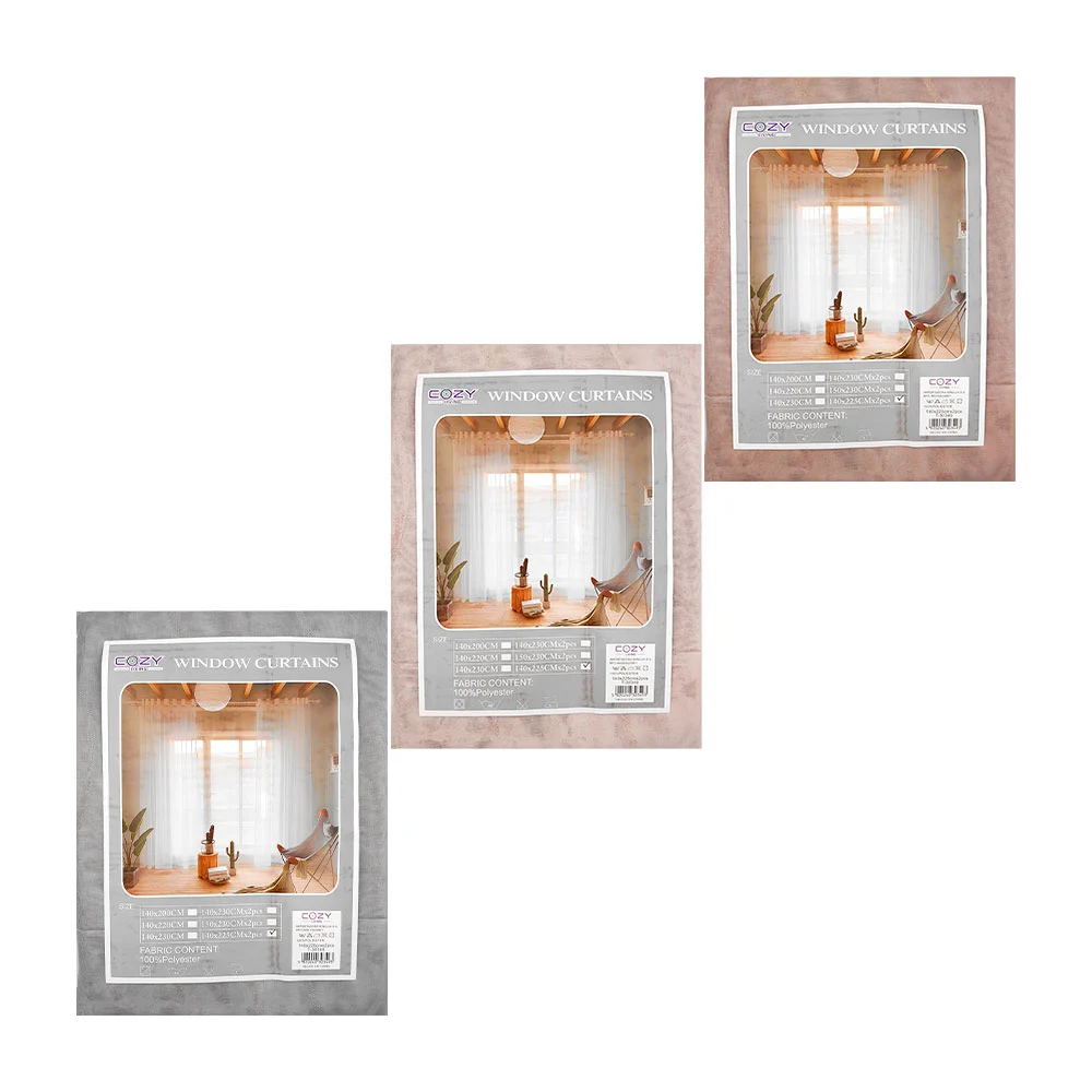 Par de cortinas de tela con aros metálicos para ventana, 140x225cm, variedad de colores / t-30349