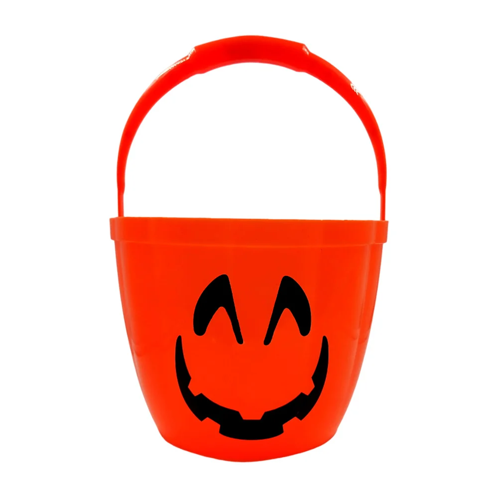 Cubeta en forma de calabaza halloween para dulces con luz led en la asa 23x16.5cm / t-w-007