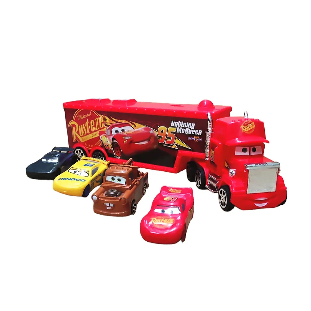 Set tráiler + 4 carros de fricción con diseño de cars, variedad de modelos / t356530