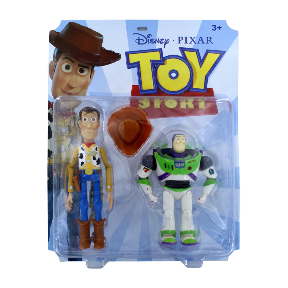 Paquete con 2 figuras coleccionables de plástico en forma de Woody y Buzz lightyear articuladas / toy story / t371802