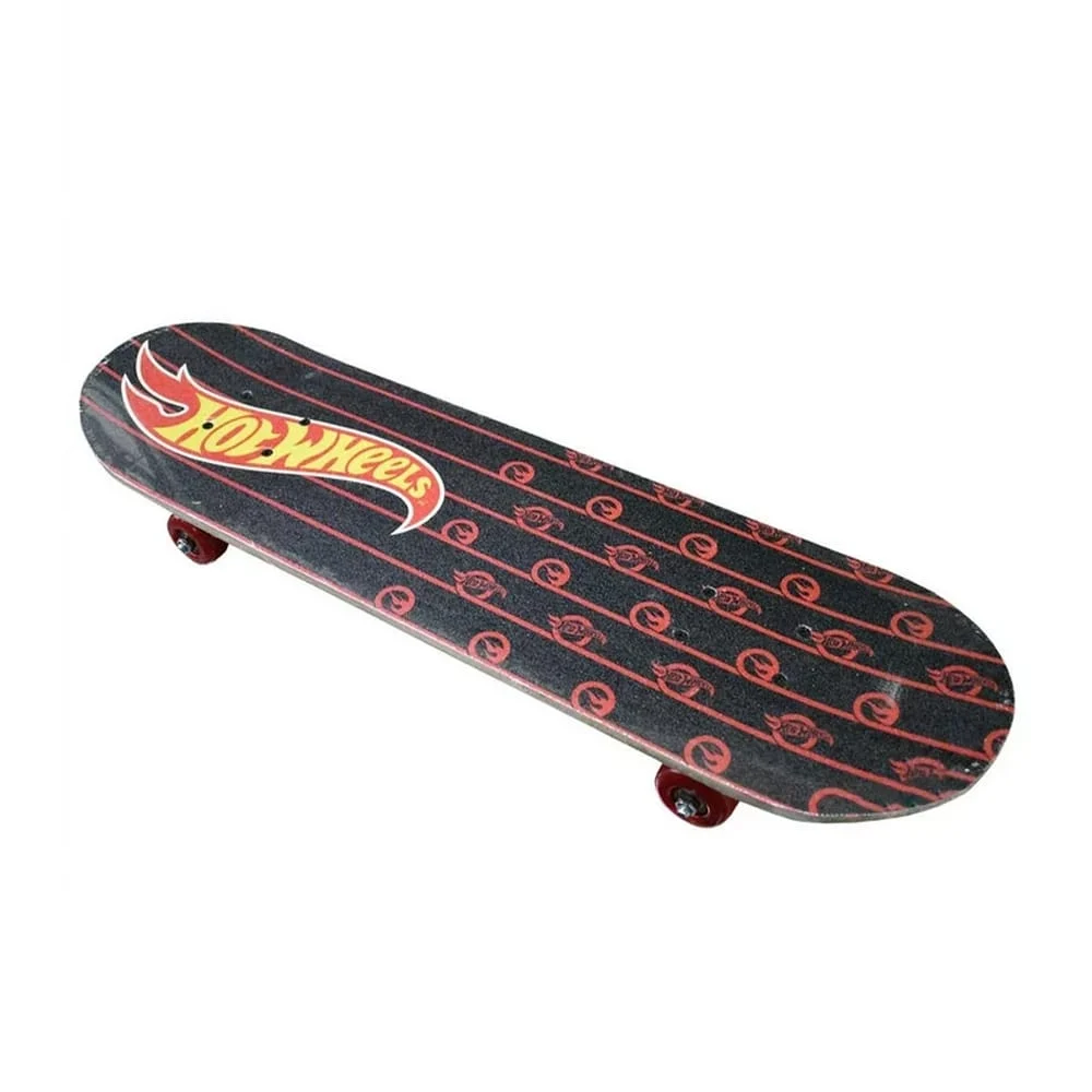 Patineta de madera mediana con 4 ruedas y estampado de hot wheels, 20x71cm / t378318