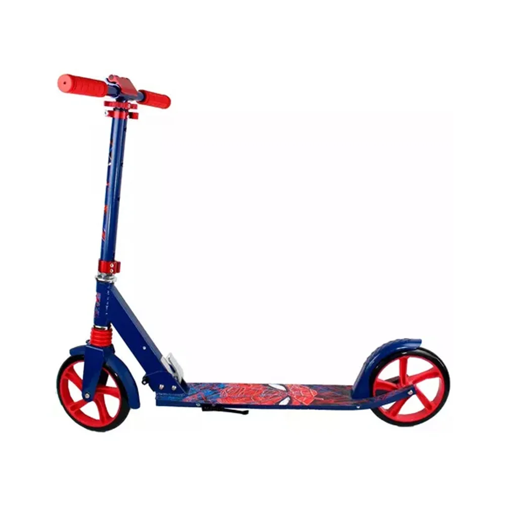 Scooter patín del diablo metálico ajustable con 2 ruedas, base antiderrapante, freno trasero y estampado de spider-man / t378398