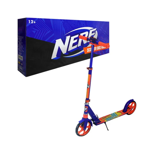 Scooter patín del diablo metálico ajustable con 2 ruedas, base antiderrapante, freno trasero y estampado de nerf / t378959