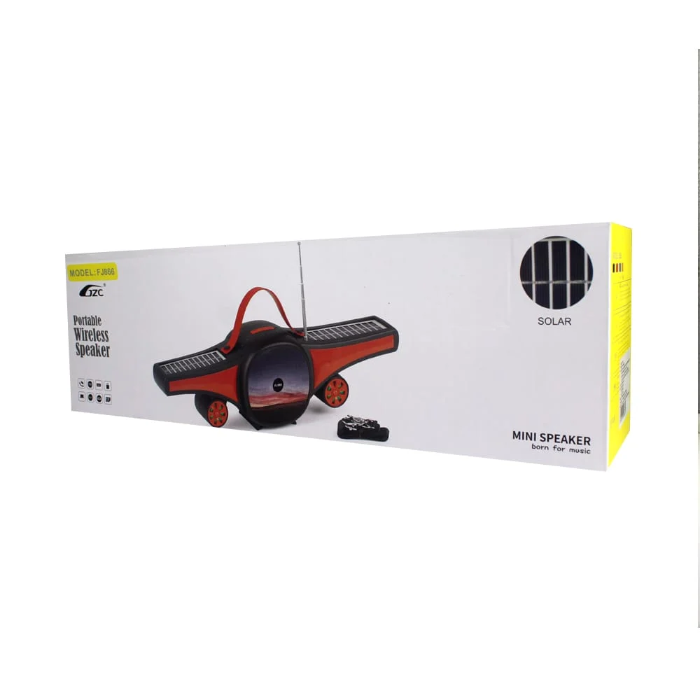 Bocina bluetooth con radio fm, puerto usb-tf, con recarga solar + diseño de avión, variedad de colores / t75-63r