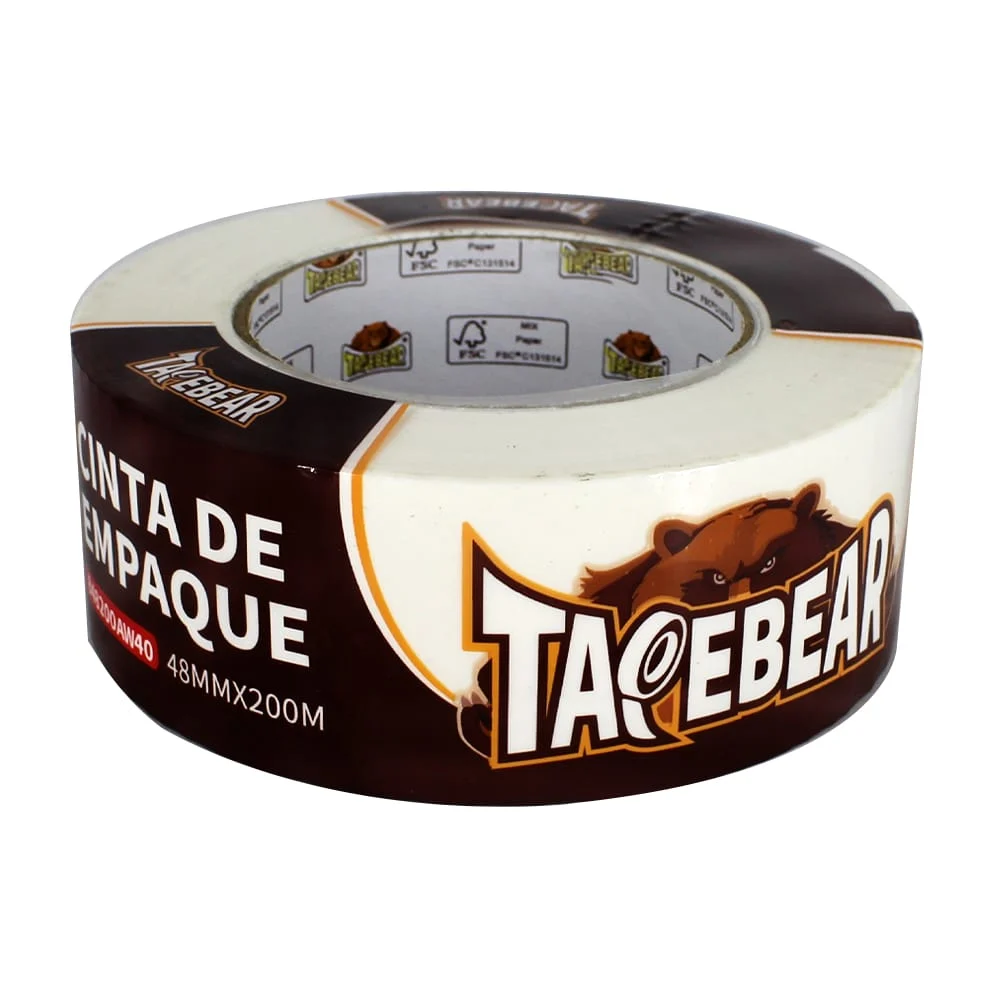Cinta de empaque blanca tapebear con medidas de 48mmx200m / tb-b48200aw40